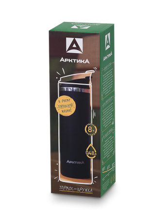 Термос-кружка вакуумный, бытовой, тм «Арктика», 0.48 л, арт. 710-480 чёрный