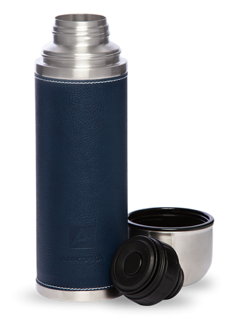 Термос с узким горлом 1 л в кожаной оплетке 