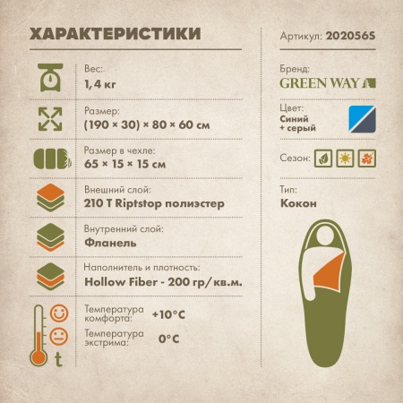 Спальный мешок-кокон (серия Optimal)