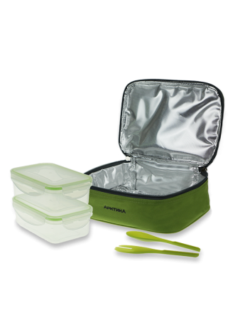 Ланч-сумка с контейнером и приборами, тм «Арктика», 2 л, арт. 020-2000-2 (зелёная)