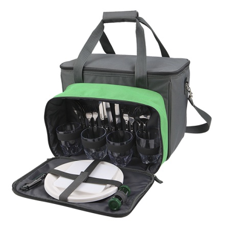 Сумка-холодильник с набором посуды на 4 человека