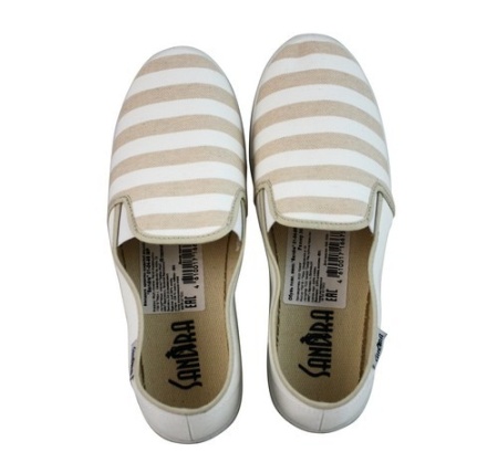 Слипоны бежевые в полоску