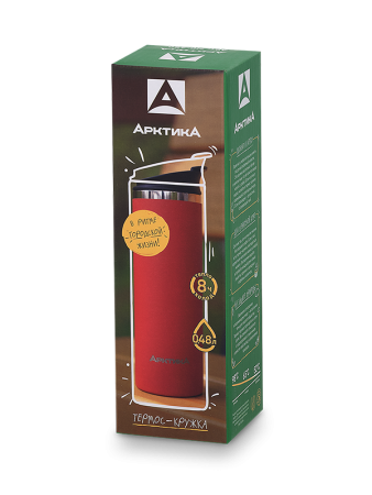 Термос-кружка вакуумный, бытовой, тм «Арктика», 0.48 л, арт. 710-480 красный