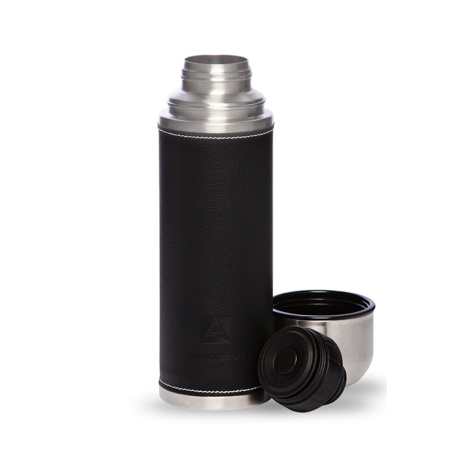 Термос с узким горлом 1 л в кожаной оплетке 