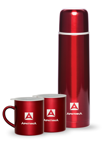 Термос для напитков 1 л+2 кружки 300мл