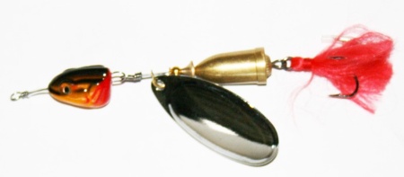 блесна вращающаяся с колокольчиком и подгрузом (1 лепесток) 34гр (уп-5шт)