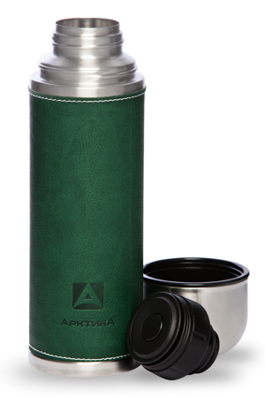 Термос с узким горлом 1 л с кожаной вставкой 