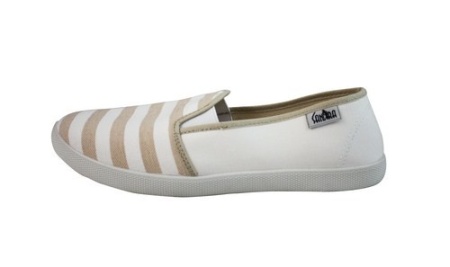 Слипоны бежевые в полоску